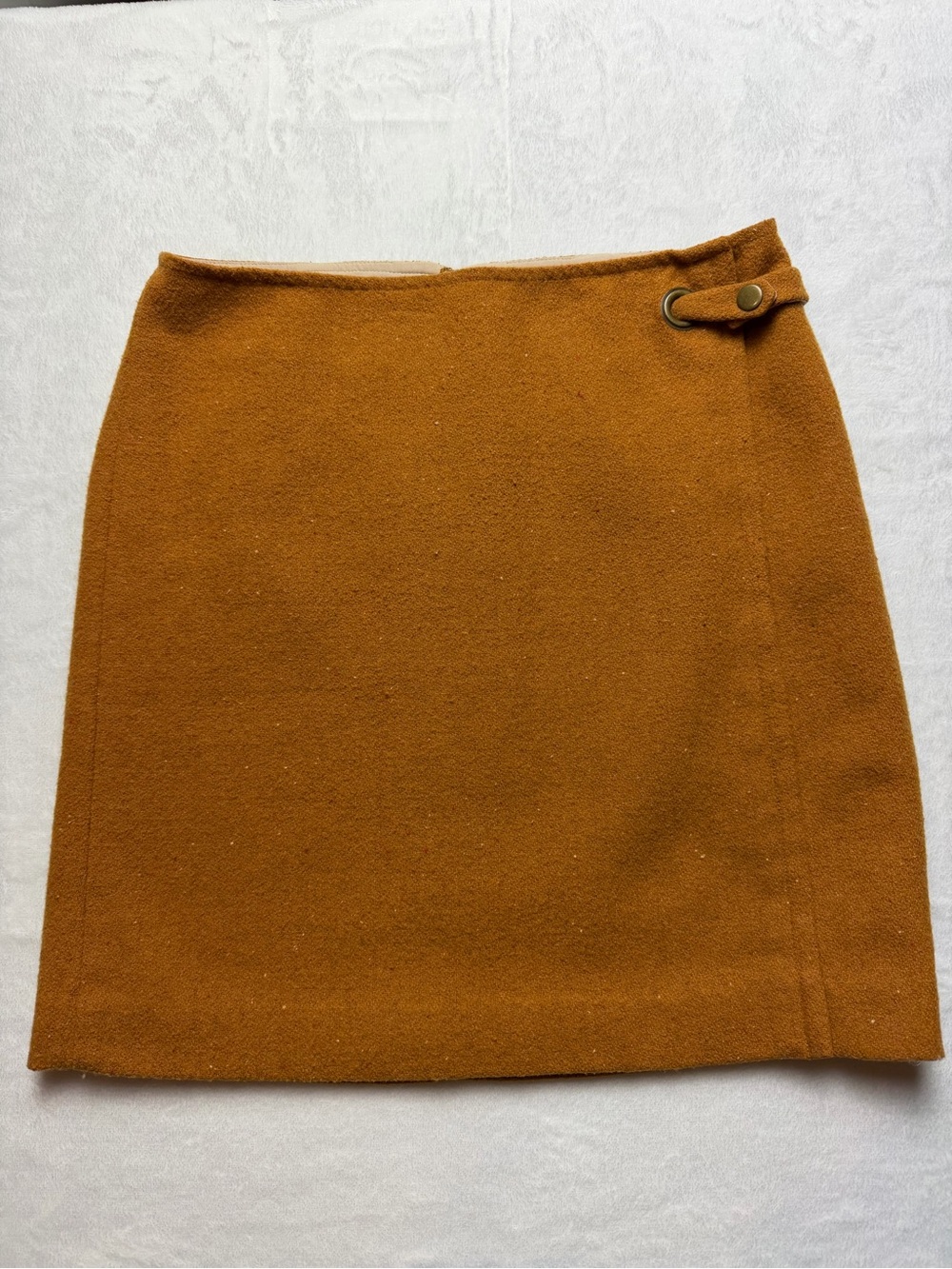 Banana Republic Wool Blend Camel Brown Mini Skirt Size 0 Side Tab Y2K Fall